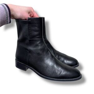 Stuart Weitzman 50 50 Black Leather Iconic Chic Ankle Boots Size 10
